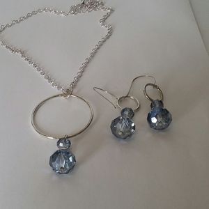 Blue Crystal Necklace and Earring Set NWT